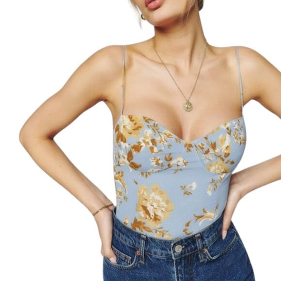 Reformation Liza Top Heavenly Floral Smocked Shirt - Picture 1 of 13